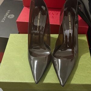 Good American Glossy Black Heels